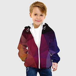 Куртка с капюшоном детская Полигональный фон, цвет: 3D-белый — фото 2