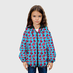 Куртка с капюшоном детская Губы Поп-арт, цвет: 3D-черный — фото 2