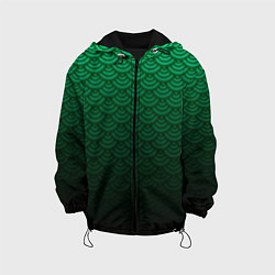 Куртка с капюшоном детская Узор зеленая чешуя дракон, цвет: 3D-черный