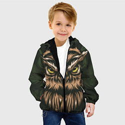 Куртка с капюшоном детская Хищная сова, цвет: 3D-черный — фото 2