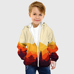 Куртка с капюшоном детская Горы закат пейзаж лиса арт, цвет: 3D-белый — фото 2