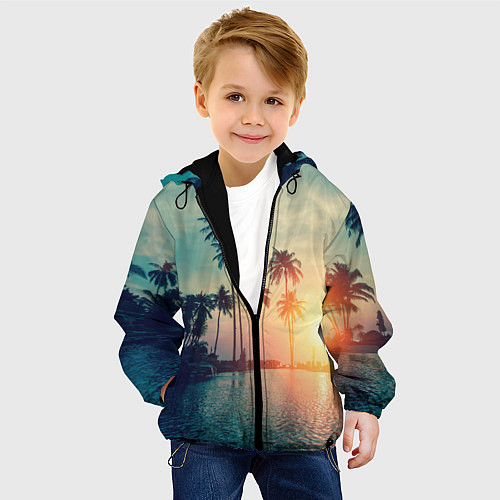 Детская куртка Пальмы / 3D-Черный – фото 4