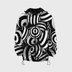 Куртка с капюшоном детская Полосатые 3D круги, цвет: 3D-черный