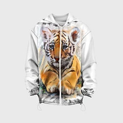 Куртка с капюшоном детская Tiger Art, цвет: 3D-белый