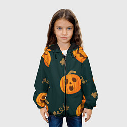 Куртка с капюшоном детская Осенние тыквы, цвет: 3D-черный — фото 2