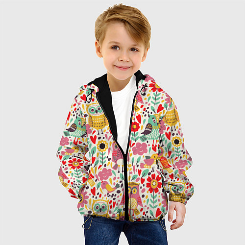 Детская куртка Красочные совы и цветы / 3D-Черный – фото 4