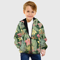 Куртка с капюшоном детская Тропические растения и цветы, цвет: 3D-черный — фото 2