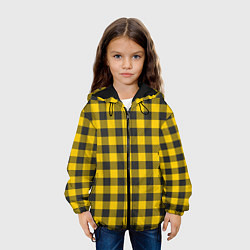 Куртка с капюшоном детская Желтая клетка, цвет: 3D-черный — фото 2