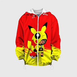 Куртка с капюшоном детская Brawl starsLeon pikachu, цвет: 3D-белый