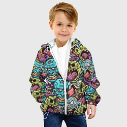 Куртка с капюшоном детская Зомби Паттерн, цвет: 3D-белый — фото 2