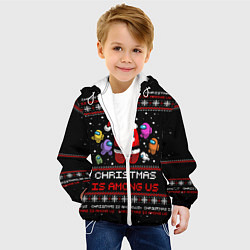 Куртка с капюшоном детская CHRISTMAS AMONG US, цвет: 3D-белый — фото 2