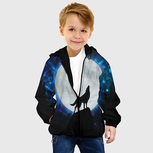 Детская куртка Волк воющий на луну / 3D-Черный – фото 4