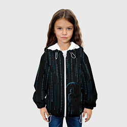 Куртка с капюшоном детская Двоичный дождь, матрица, цвет: 3D-белый — фото 2
