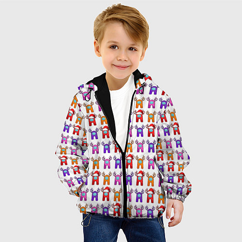 Детская куртка Among Us Новогодние олени / 3D-Черный – фото 4