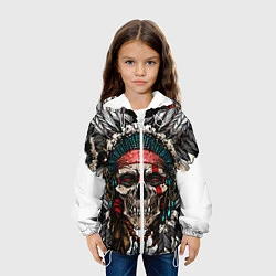 Куртка с капюшоном детская Череп индейца, цвет: 3D-белый — фото 2