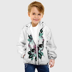 Куртка с капюшоном детская Череп с японскими цветами, цвет: 3D-белый — фото 2