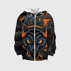 Куртка с капюшоном детская Волк и дракон, цвет: 3D-белый