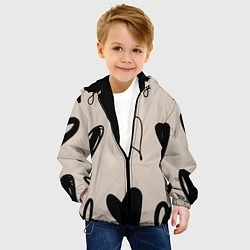 Куртка с капюшоном детская Сердечный паттерн, цвет: 3D-черный — фото 2