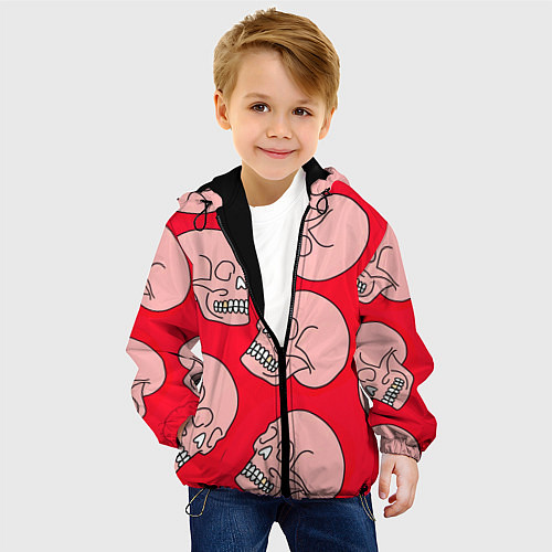 Детская куртка Розовые Черепа / 3D-Черный – фото 4
