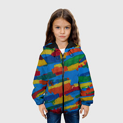 Куртка с капюшоном детская Разноцветная абстракция, цвет: 3D-черный — фото 2