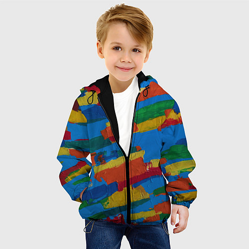 Детская куртка Разноцветная абстракция / 3D-Черный – фото 4