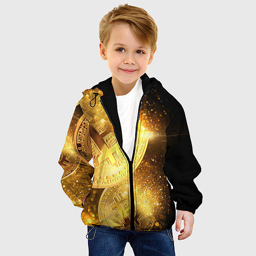 Детская куртка БИТКОИН ЗОЛОТО BITCOIN GOLD / 3D-Черный – фото 4