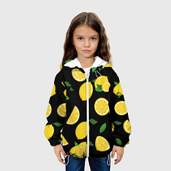 Куртка с капюшоном детская Лимоны на чёрном, цвет: 3D-белый — фото 2