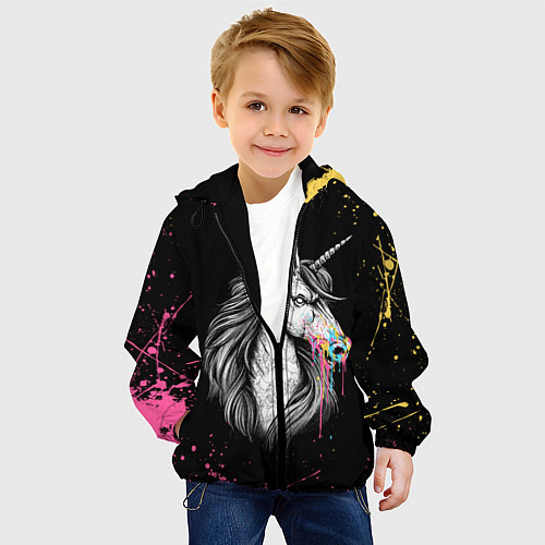 Детская куртка ЕДИНОРОГ UNICORN RAINBOW / 3D-Черный – фото 4