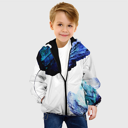 Детская куртка Синие цветы / 3D-Черный – фото 4