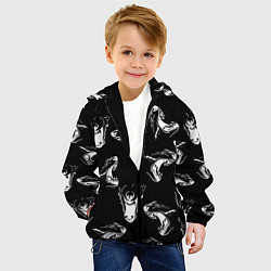 Куртка с капюшоном детская Оскал волка, цвет: 3D-черный — фото 2