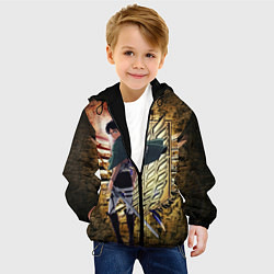 Куртка с капюшоном детская Грозный солдат Эрен, цвет: 3D-черный — фото 2