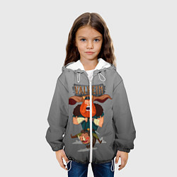 Куртка с капюшоном детская Valheim викинг на свине, цвет: 3D-белый — фото 2