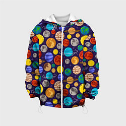 Куртка с капюшоном детская Мультяшные планеты, цвет: 3D-белый