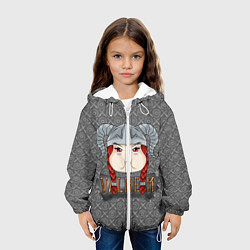 Куртка с капюшоном детская Valheim рыжая девушка викинг, цвет: 3D-белый — фото 2