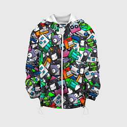 Куртка с капюшоном детская Geometry Dash Pattern Z, цвет: 3D-белый