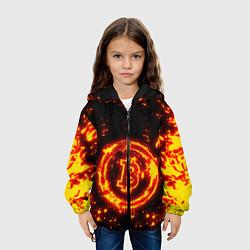 Куртка с капюшоном детская BITCOIN БИТКОИН ОГОНЬ, цвет: 3D-черный — фото 2