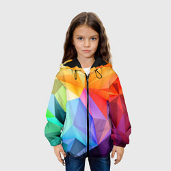 Куртка с капюшоном детская Радужная геометрия, цвет: 3D-черный — фото 2