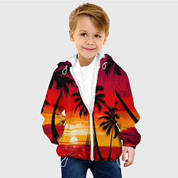 Куртка с капюшоном детская Гавайский закат, цвет: 3D-белый — фото 2