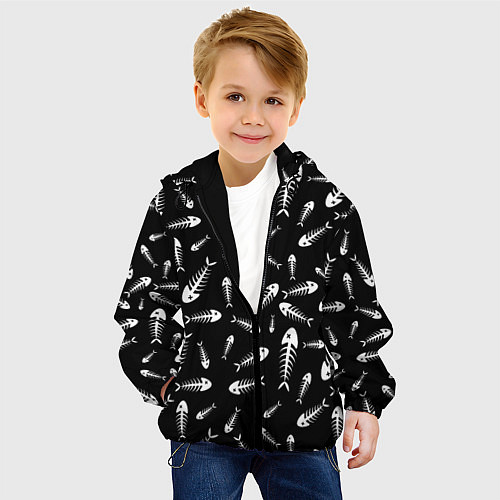 Детская куртка Скелеты рыб / 3D-Черный – фото 4