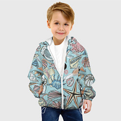 Куртка с капюшоном детская Морские обитатели, цвет: 3D-белый — фото 2
