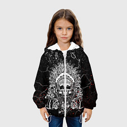 Куртка с капюшоном детская Череп Индеец Трещины, цвет: 3D-белый — фото 2