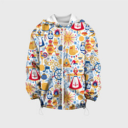 Куртка с капюшоном детская Славянская символика, цвет: 3D-белый