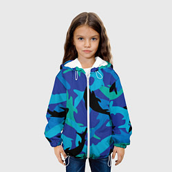 Куртка с капюшоном детская Акулы паттерн, цвет: 3D-белый — фото 2