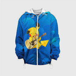 Куртка с капюшоном детская Пикачу с гитарой, цвет: 3D-белый
