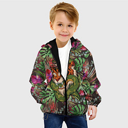 Куртка с капюшоном детская Тигр кусает змею, цвет: 3D-черный — фото 2