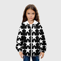 Куртка с капюшоном детская Белые звёзды на чёрном фоне, цвет: 3D-белый — фото 2