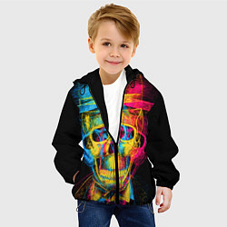 Куртка с капюшоном детская Череп-анаглиф, цвет: 3D-черный — фото 2
