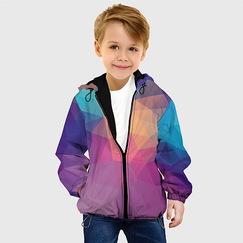 Детская куртка Цветные полигоны - Градиент / 3D-Черный – фото 4