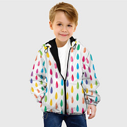 Куртка с капюшоном детская Акварельные капли, цвет: 3D-черный — фото 2