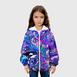 Куртка с капюшоном детская Неоновые Звери, цвет: 3D-белый — фото 2